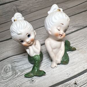Vintage mermaid salt& pepper shakers, Japan midcentury Kitchy
